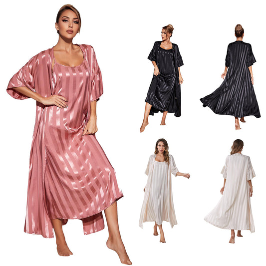 Women’s Ice Silk Robe & Nightdress Set