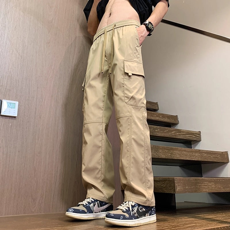 Youth Ice Silk Straight-Leg Cargo Pants