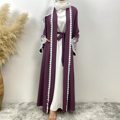 Women’s Embroidered Patchwork Abaya Cardigan
