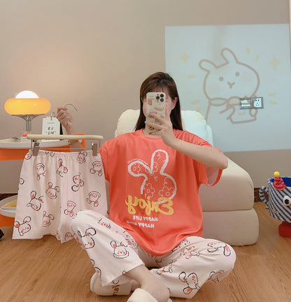 Women’s Double-Sided Milk Silk Cartoon Pajama Set (3-Piece)