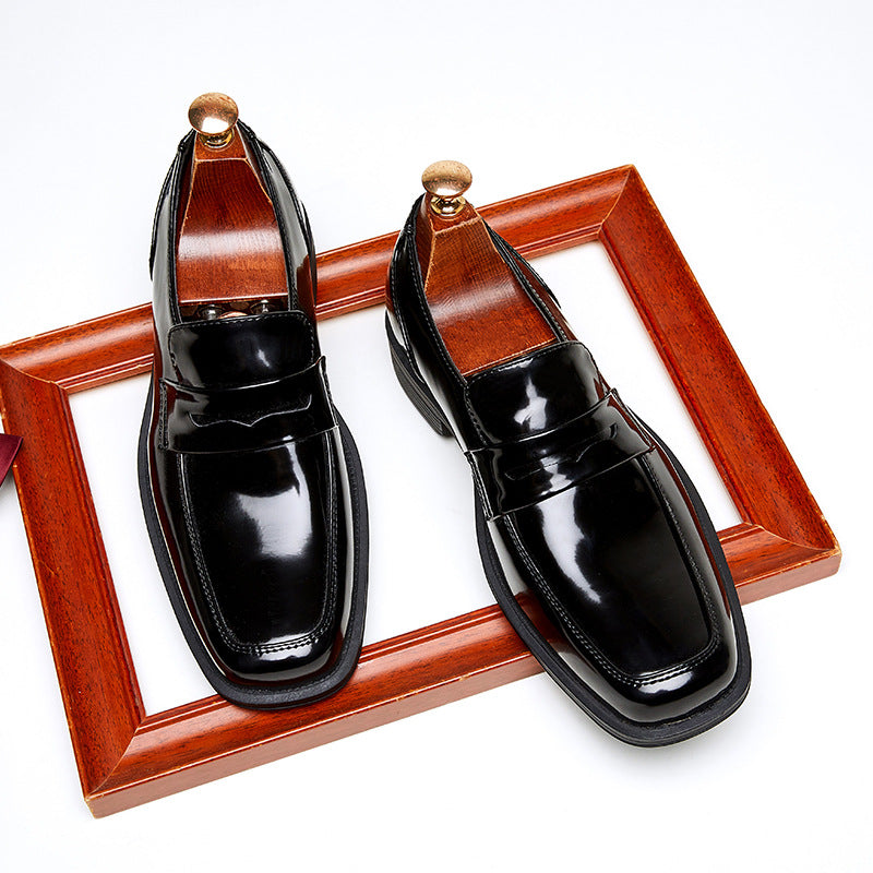 Men’s British Style Shiny Leather Slip-On Loafers