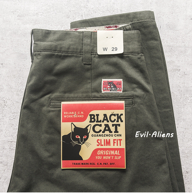 Men’s Retro Washed Twill Straight-Leg Chino Pants