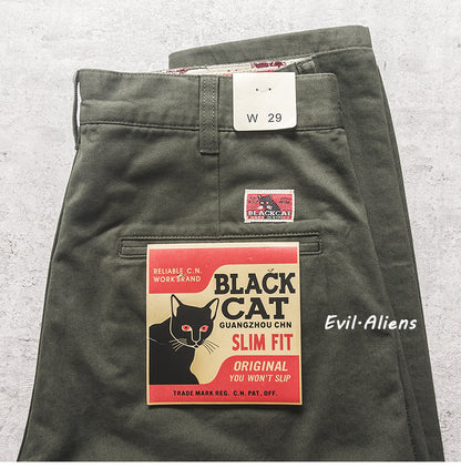 Men’s Retro Washed Twill Straight-Leg Chino Pants