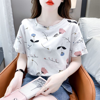 Women’s Floral Loose-Fit Short Sleeve T-Shirt