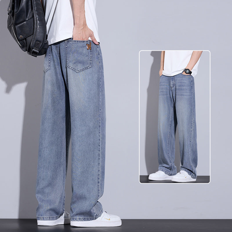 Men’s Tencel Ice Silk Retro Wide-Leg Jeans