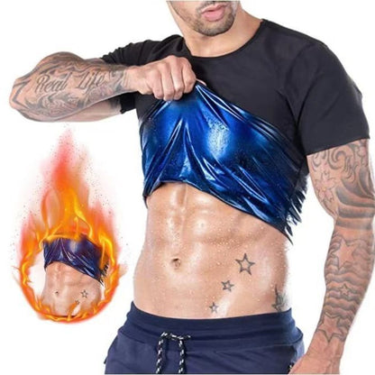Cross-border shaping belly coat men's fitness sweat short sleeve sports running sweat shirt beer belly round neck short sleeve wholesale