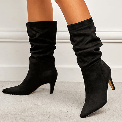 Women’s Apricot Pointed-Toe Suede Ankle Boots