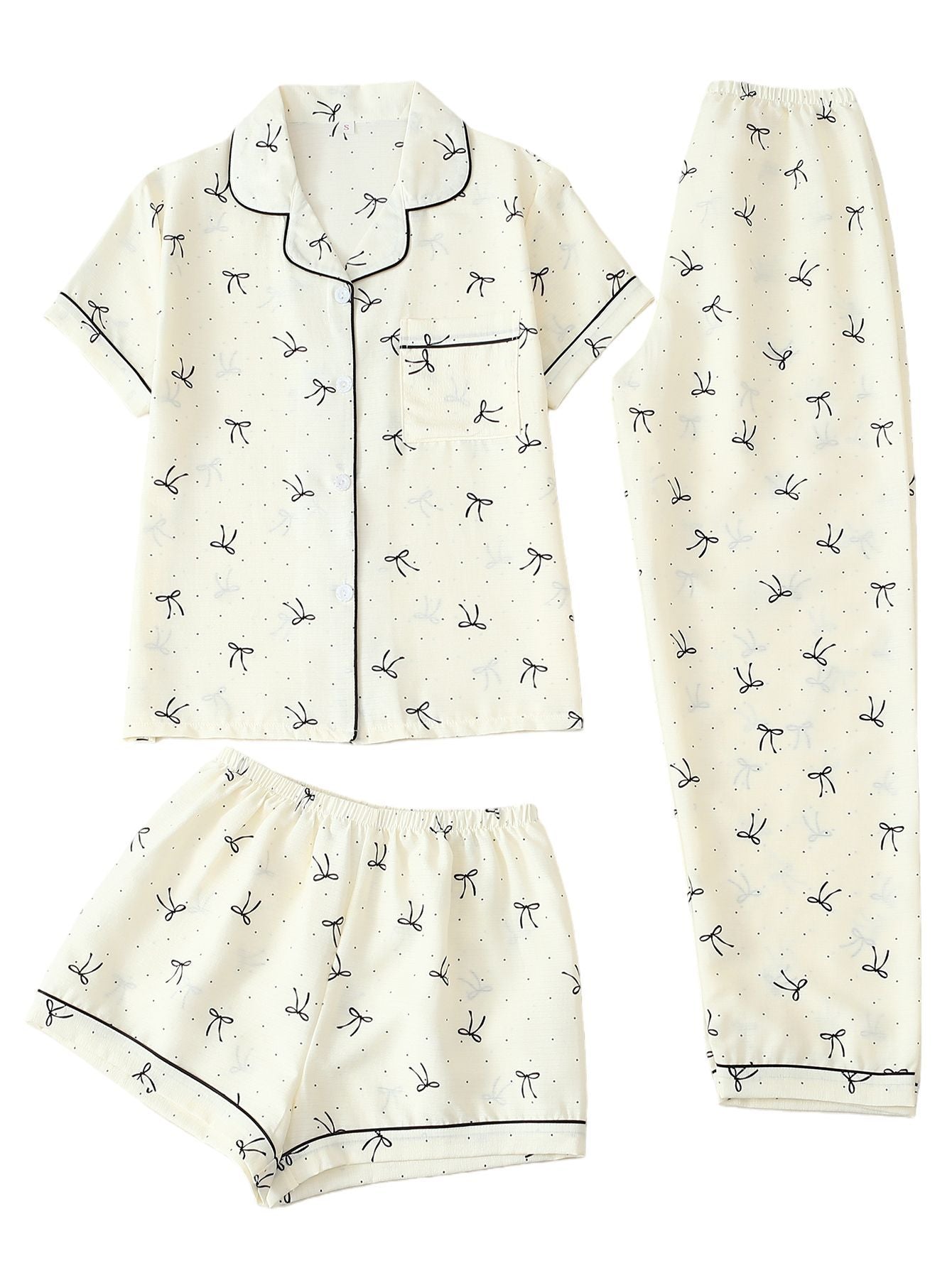 Women’s Bubble Wrinkle Short Sleeve Pajama Set