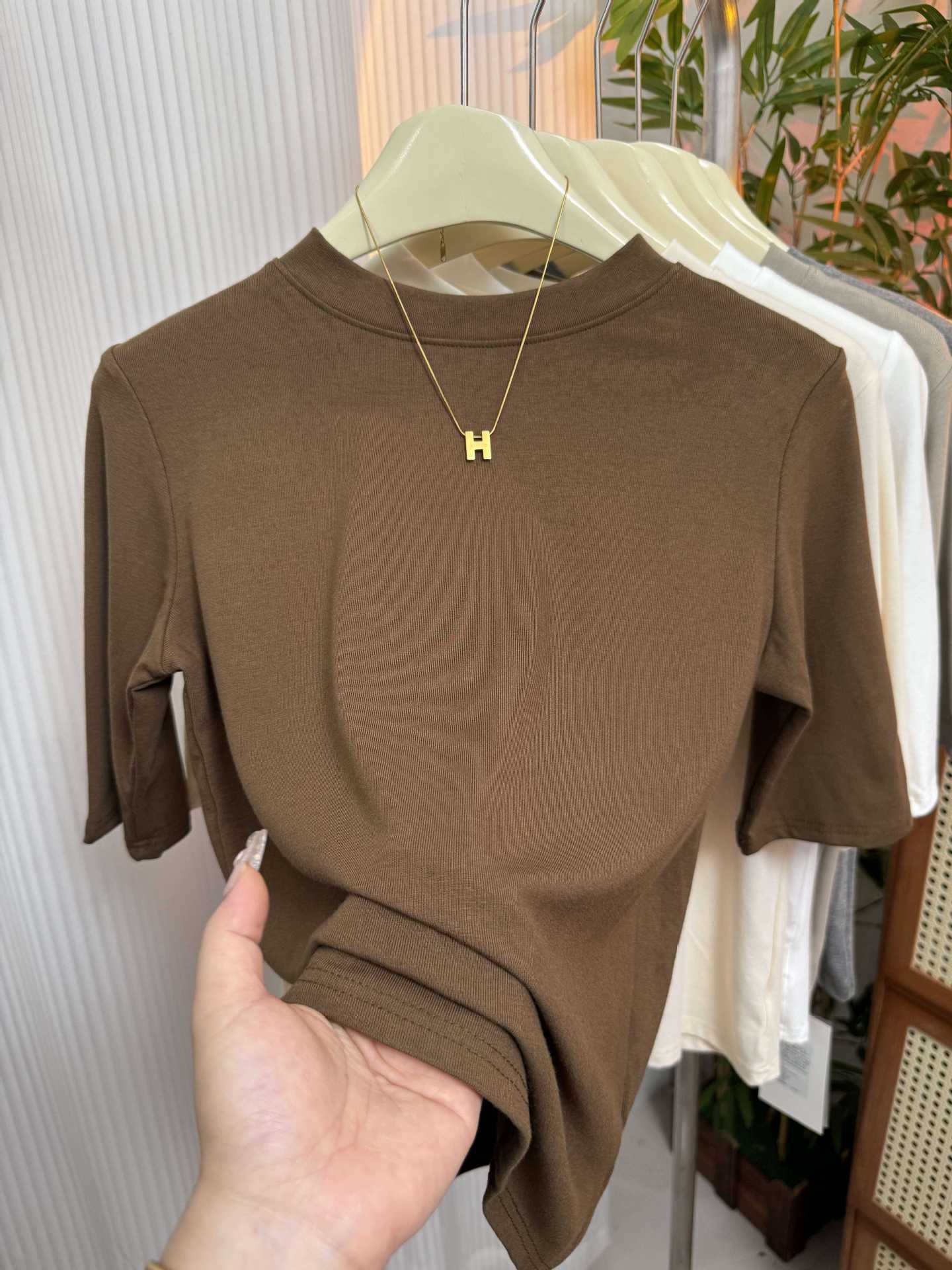 Women’s Stretch Cotton Half High-Neck Mid Sleeve Base Shirt