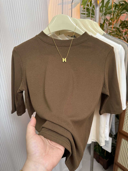 Women’s Stretch Cotton Half High-Neck Mid Sleeve Base Shirt