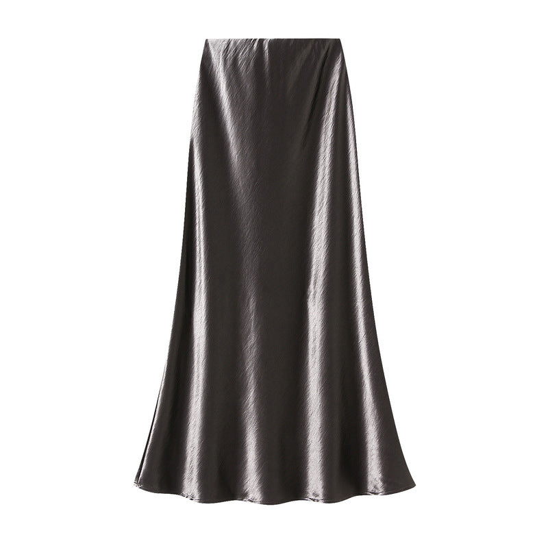 Women’s Pleated Satin Fishtail Maxi Skirt
