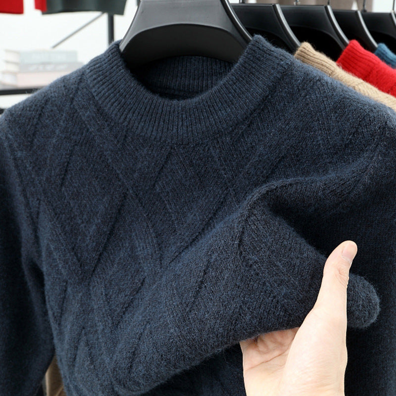 Men’s Warm Half-Turtleneck Knit Sweater