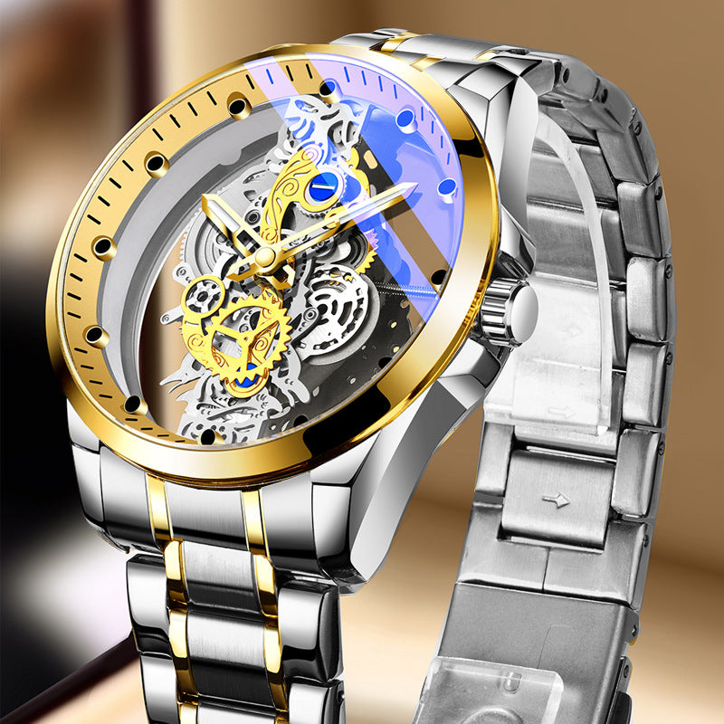 Men’s Skeleton-Style Waterproof Quartz Watch