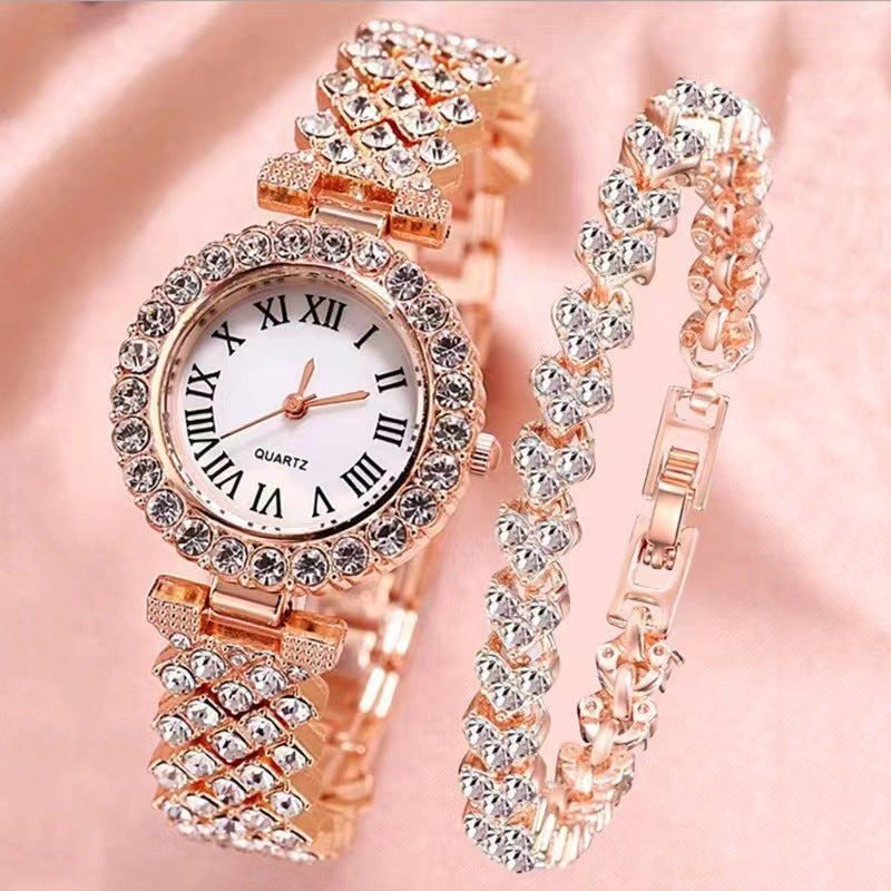 Women’s Diamond Roman Bracelet Watch Set