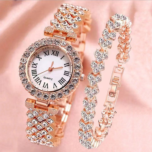 Women’s Diamond Roman Bracelet Watch Set