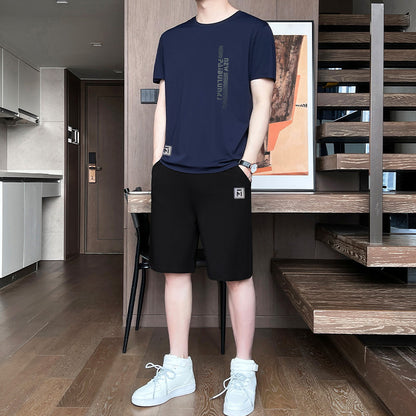 Men’s Ice Silk Short Sleeve & Shorts Sports Set