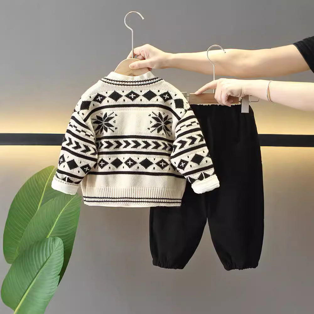 Boys’ Sweater Jacket 3-Piece Outfit Set