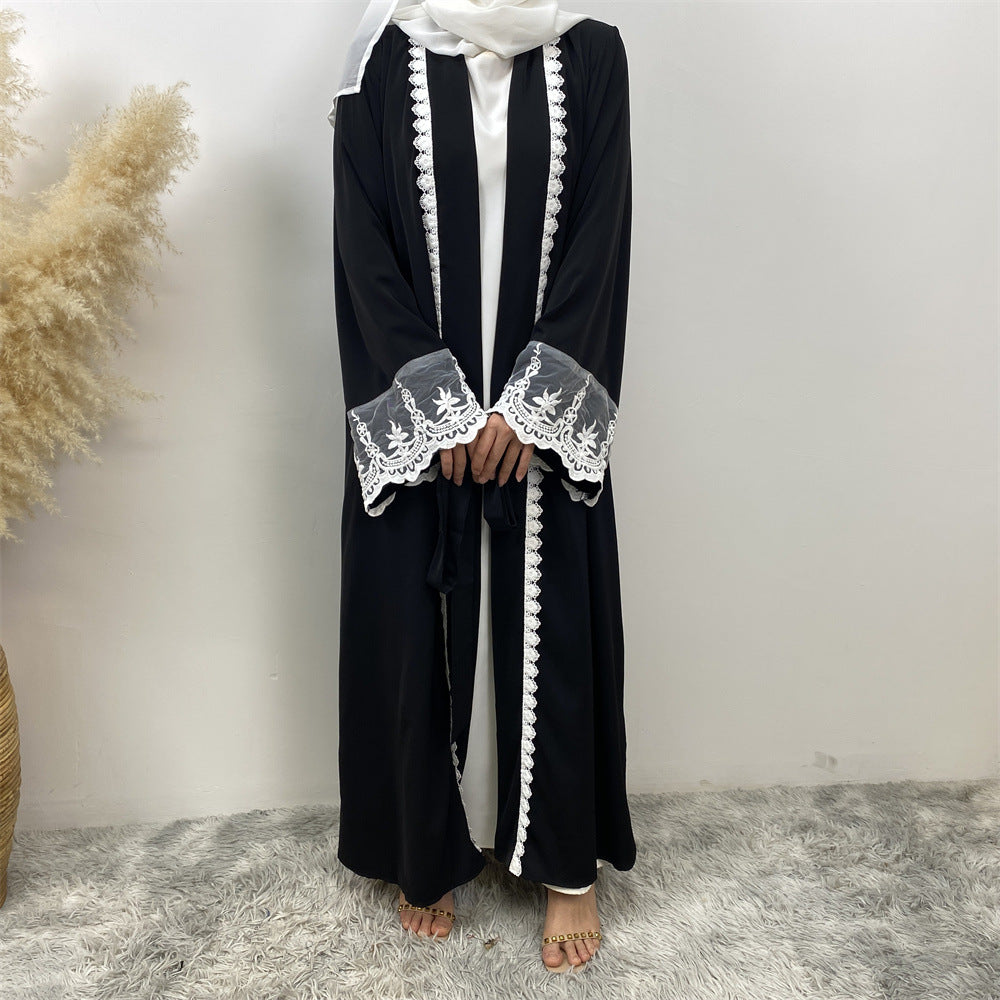 Women’s Embroidered Patchwork Abaya Cardigan