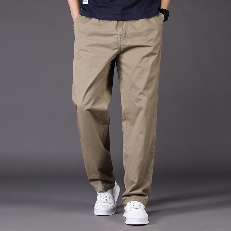 Men’s Plus Size Pure Cotton Straight-Leg Casual Pants