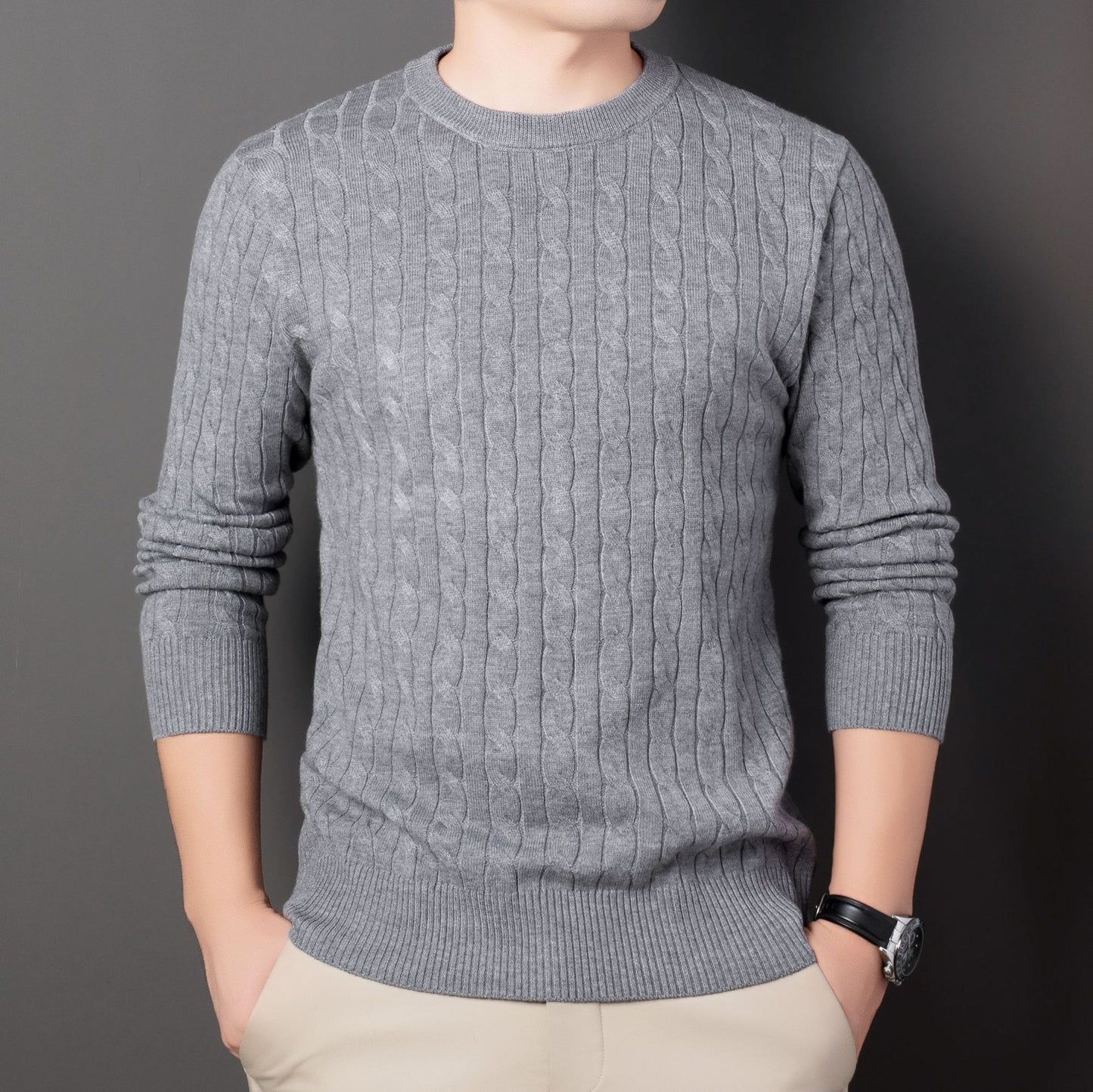Men’s Cable Knit Embroidered Sweater