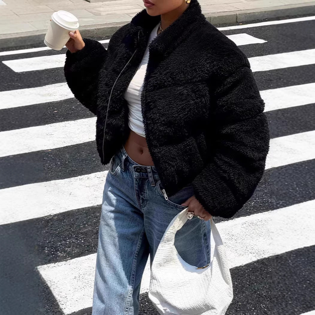 Women’s Furry Stand Collar Winter Jacket