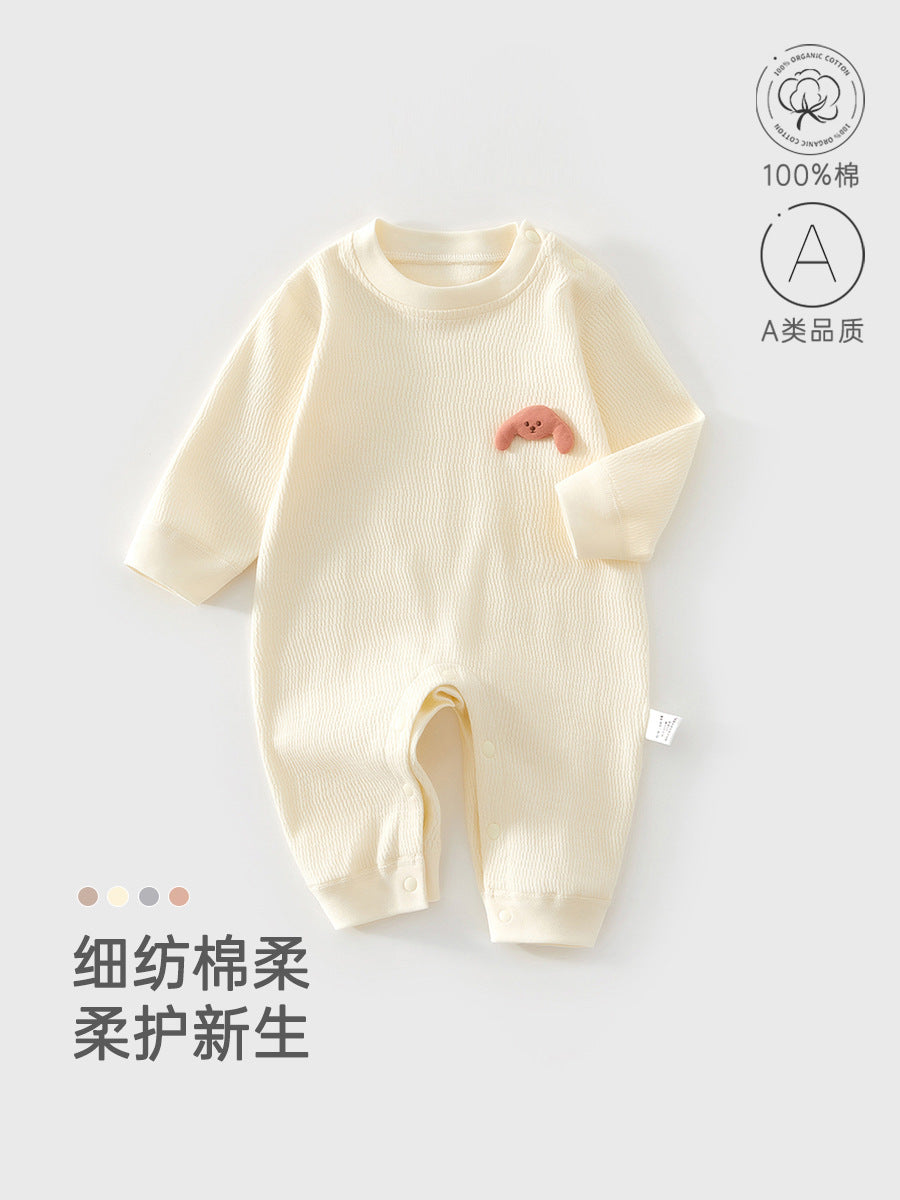 Newborn Cotton Long Sleeve Button Romper