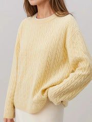 Women’s Knitted Faux Two-Piece Crew Neck Sweater
