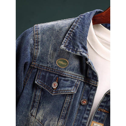 Men’s American Style Washed Denim Cargo Jacket