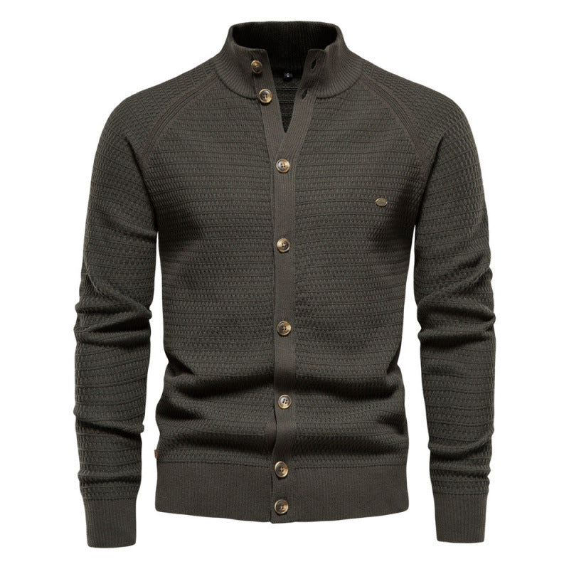Men’s Casual Color-Block Knit Sweater Jacket