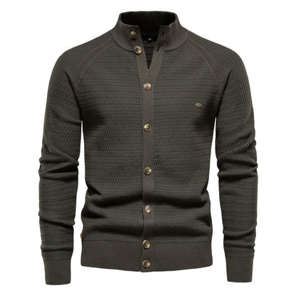 Men’s Casual Color-Block Knit Sweater Jacket