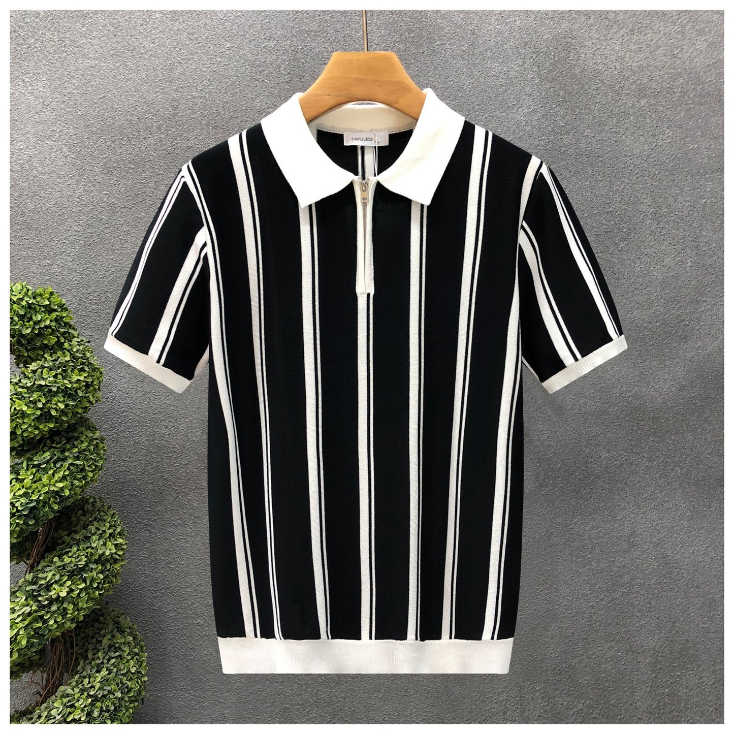 Men’s Contrast Collar Knitted Polo Shirt