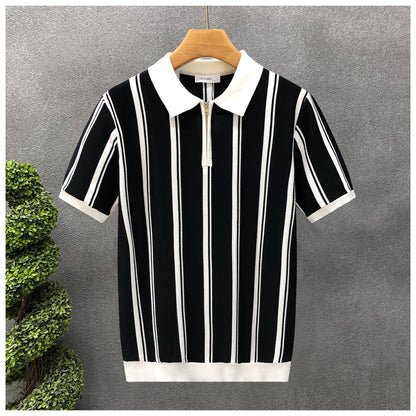 Men’s Contrast Collar Knitted Polo Shirt