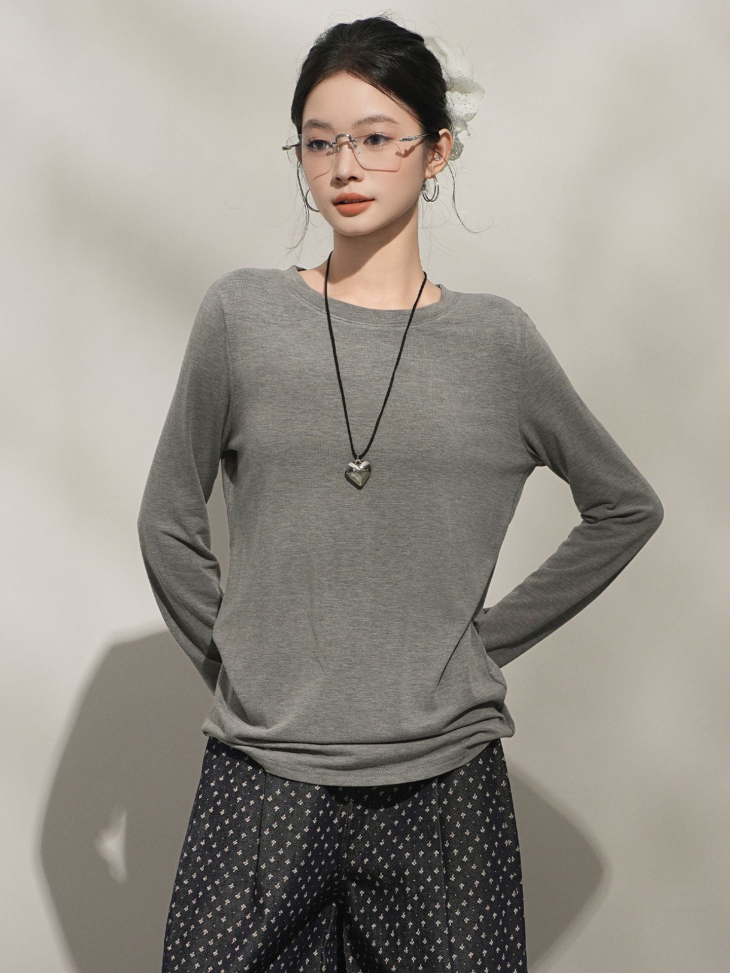 Women’s Soft Cashmere-Feel Long Sleeve Crew Neck Top