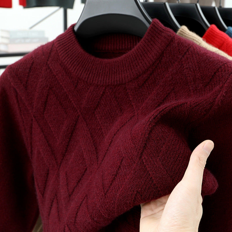 Men’s Warm Half-Turtleneck Knit Sweater