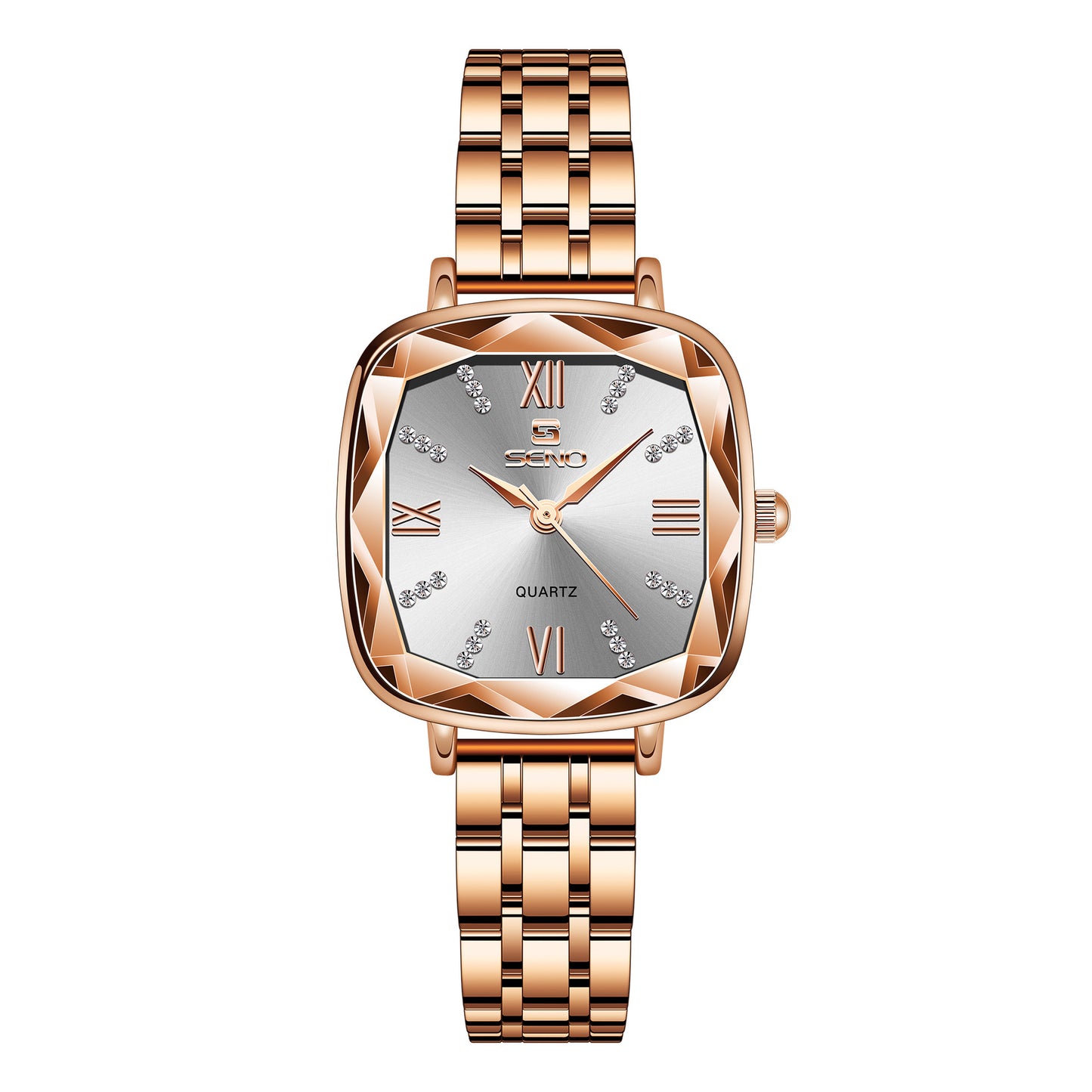 Women’s Square Dial Steel Band Quartz Watch