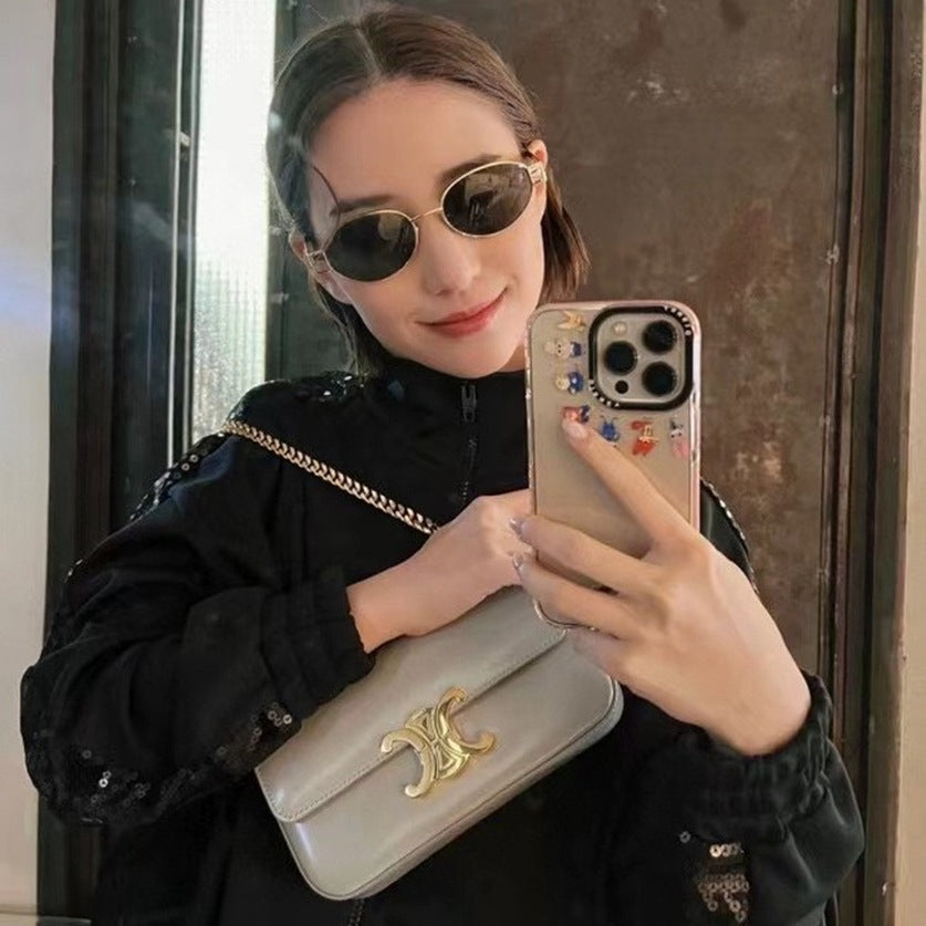 CL new Arc de Triomphe fashion sunglasses for women, 40235, influencer style, metal oval frame Zeiss lens sunglasses