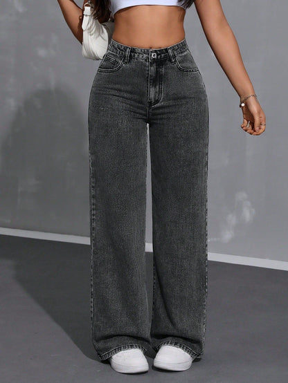 Women’s High-Waisted Black Wide-Leg Jeans