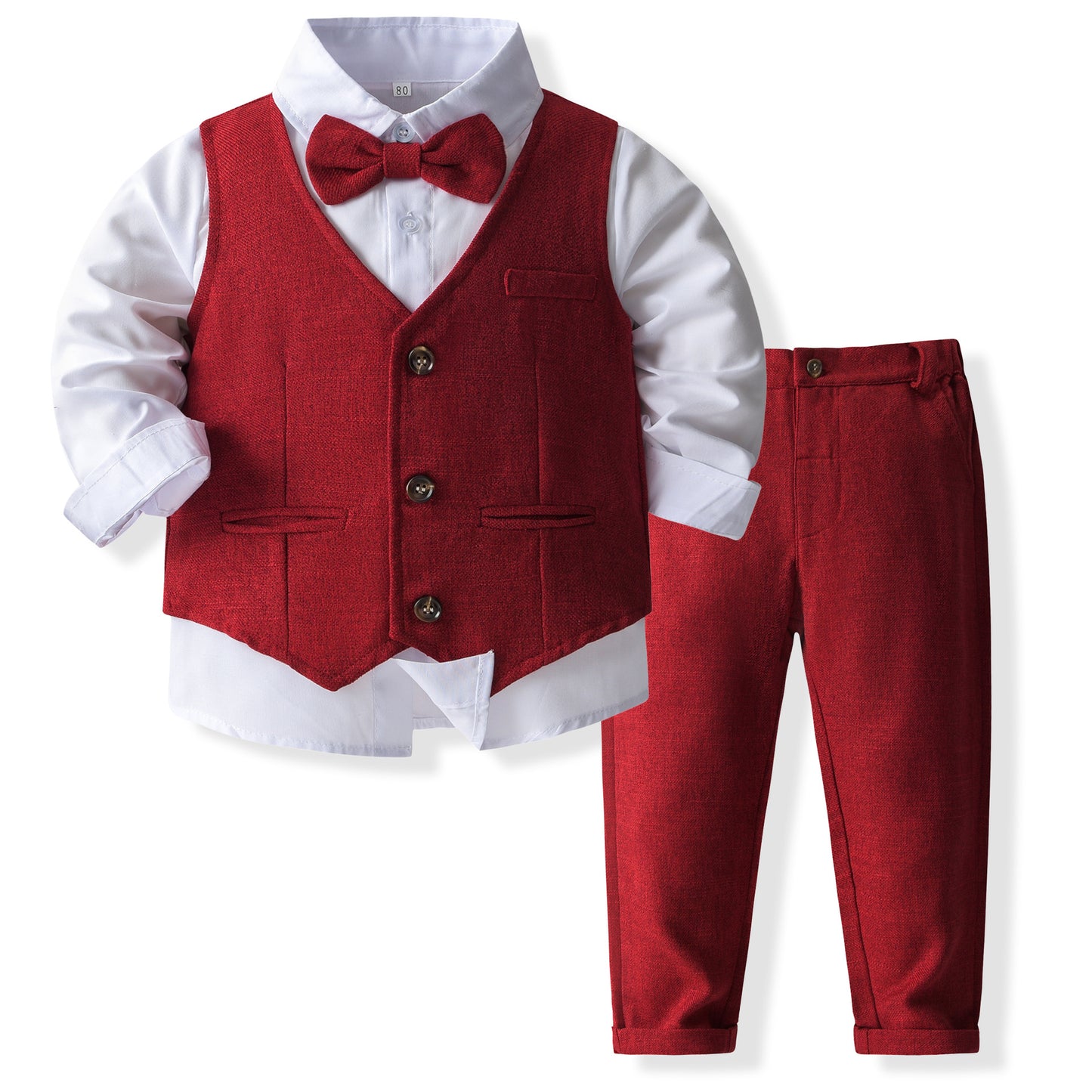 Boys’ Spring & Autumn Shirt Vest Pants Set