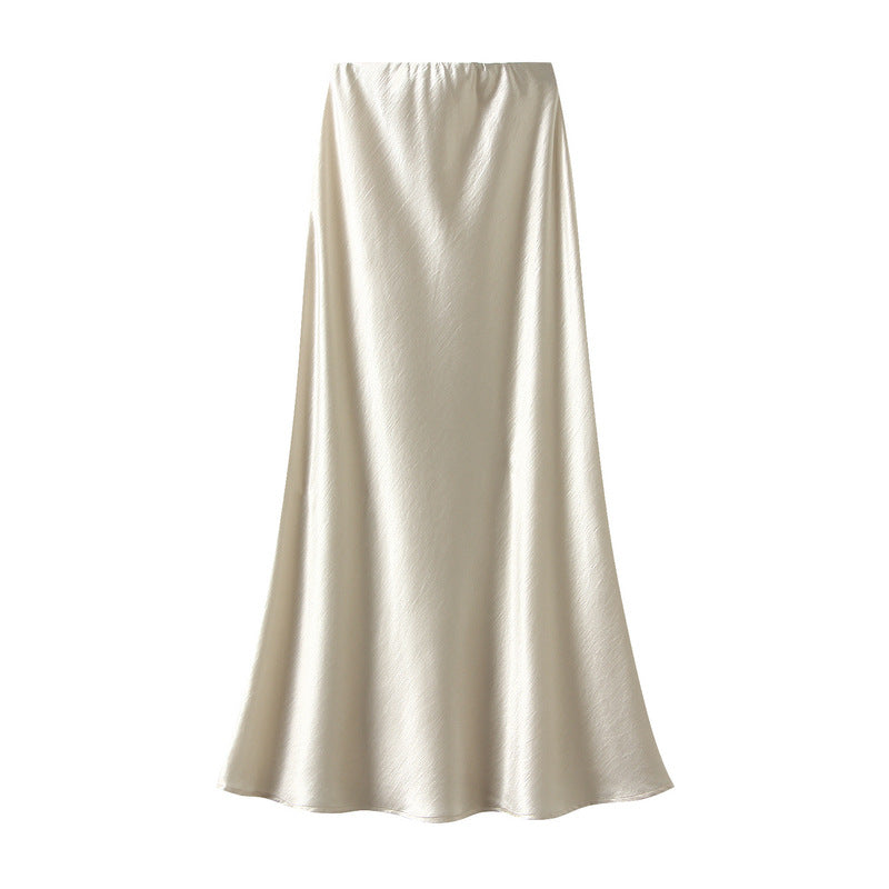 Women’s Pleated Satin Fishtail Maxi Skirt