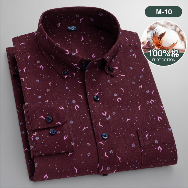 Men’s Cotton Floral Print Long Sleeve Shirt