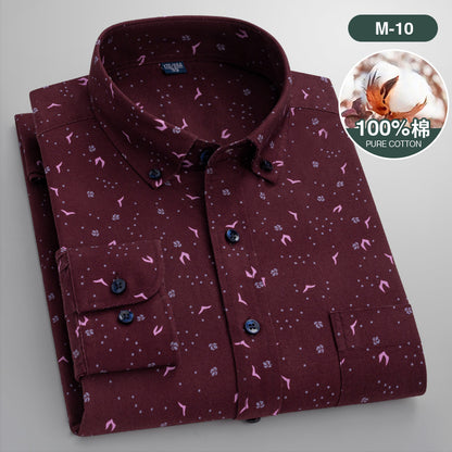 Men’s Cotton Floral Print Long Sleeve Shirt