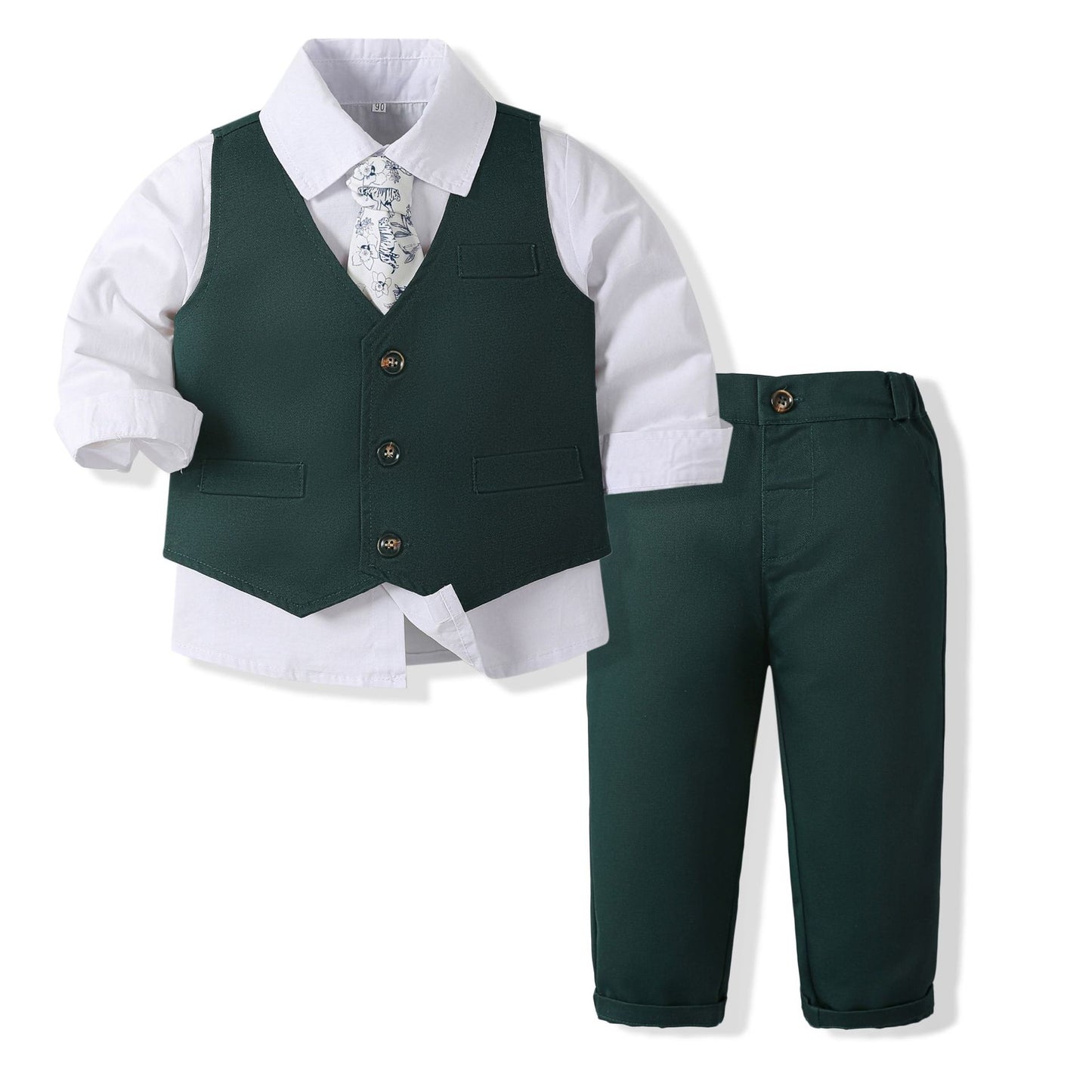 Boys’ Spring & Autumn Shirt Vest Pants Set