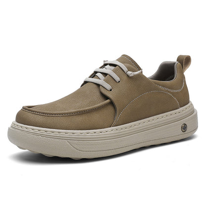 Men’s British-Style Thick-Sole Leather Sneakers