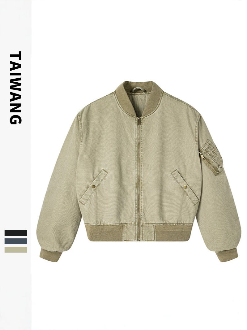Men’s Loose Drop-Shoulder Lapel Flight Jacket