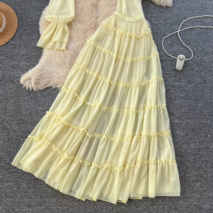 Women’s Off-Shoulder Chiffon Top & Ruffle Midi Skirt Set