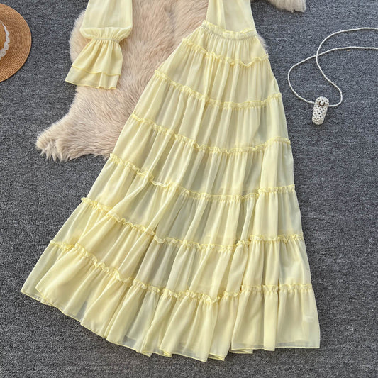 Women’s Off-Shoulder Chiffon Top & Ruffle Midi Skirt Set