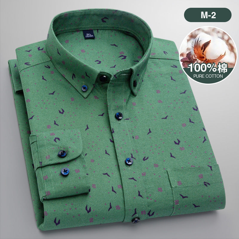 Men’s Cotton Floral Print Long Sleeve Shirt