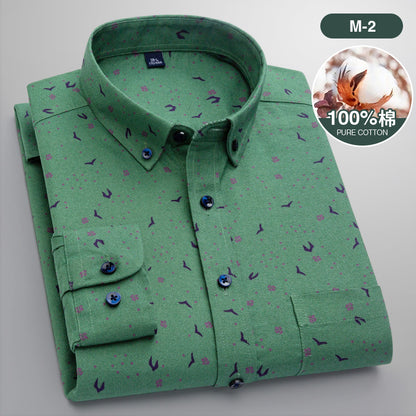 Men’s Cotton Floral Print Long Sleeve Shirt