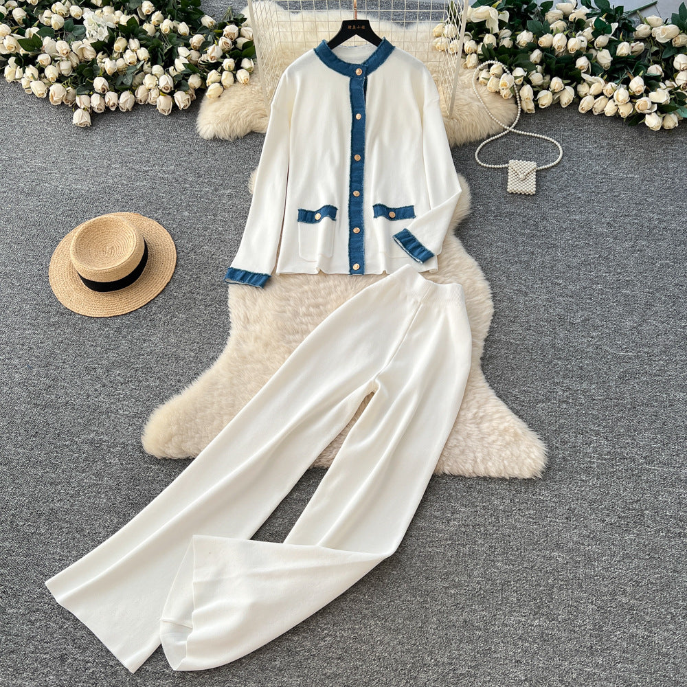 Women’s Vintage Denim Patchwork Two-Piece Set