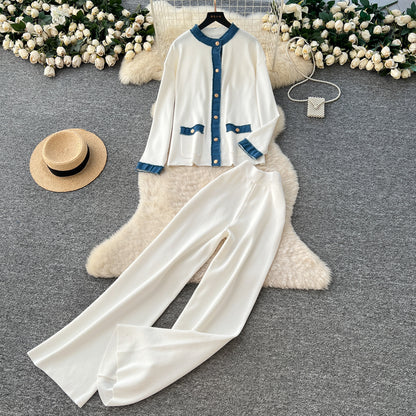Women’s Vintage Denim Patchwork Two-Piece Set